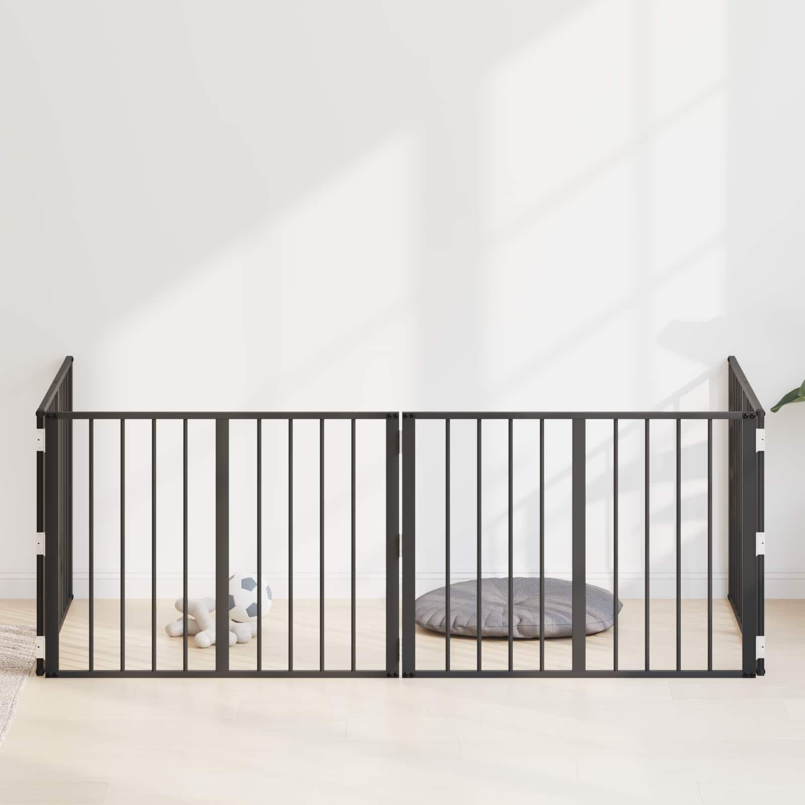 Hundedør 4 stk Sort 80 x 60 cm Galvaniseret stål