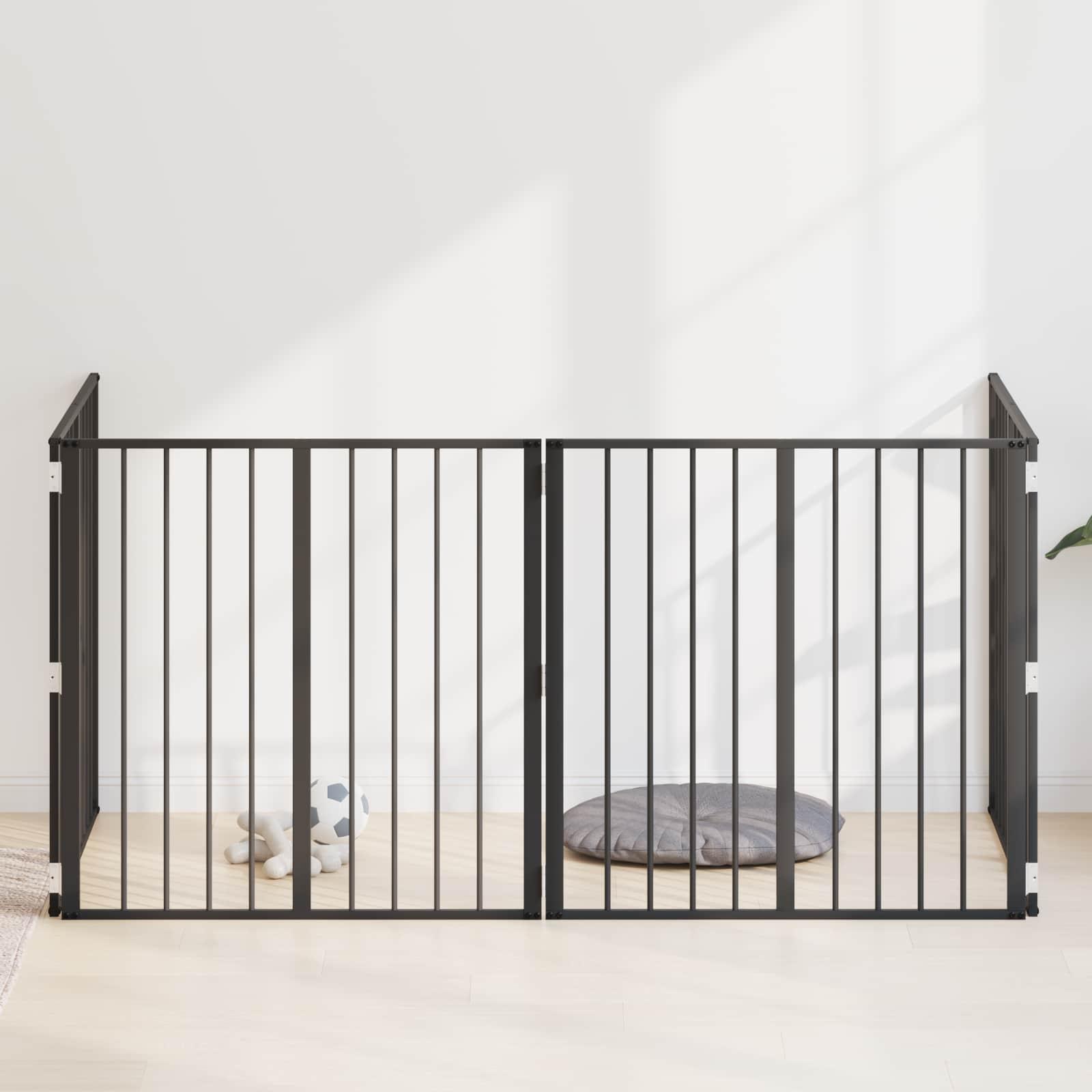 Hundedør 4 stk Sort 80 x 80 cm Galvaniseret stål