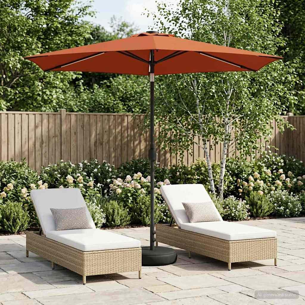 Have Parasol med LED Lygter 270 x 270 cm Polyester Terrakotta