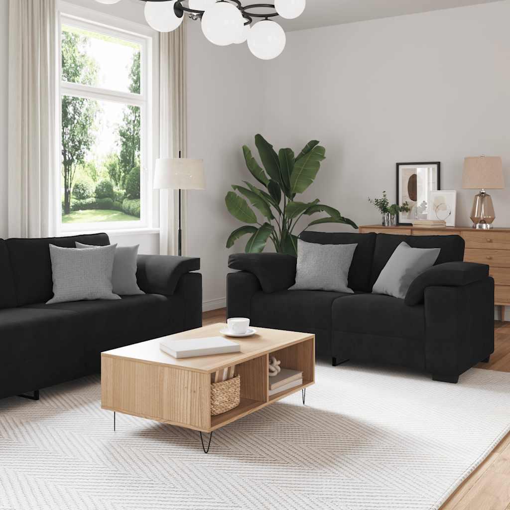 2-delt sofasæt med hynder sort fløjl