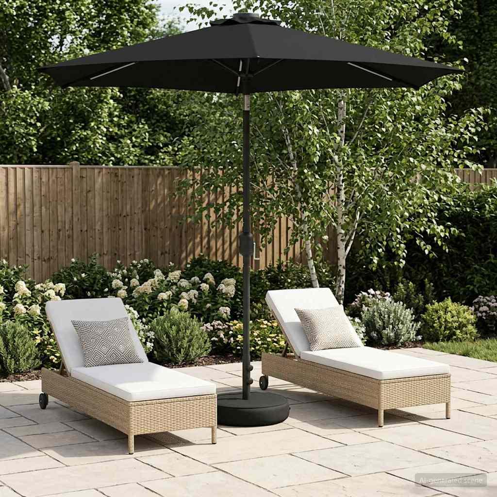 Have Parasol med LED Lygter 230 x 230 cm Polyester Sort