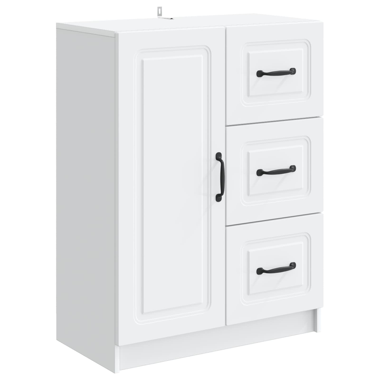 Sidebord med skuffe Hvid 66 x 34,5 x 87 cm Konstrueret træ