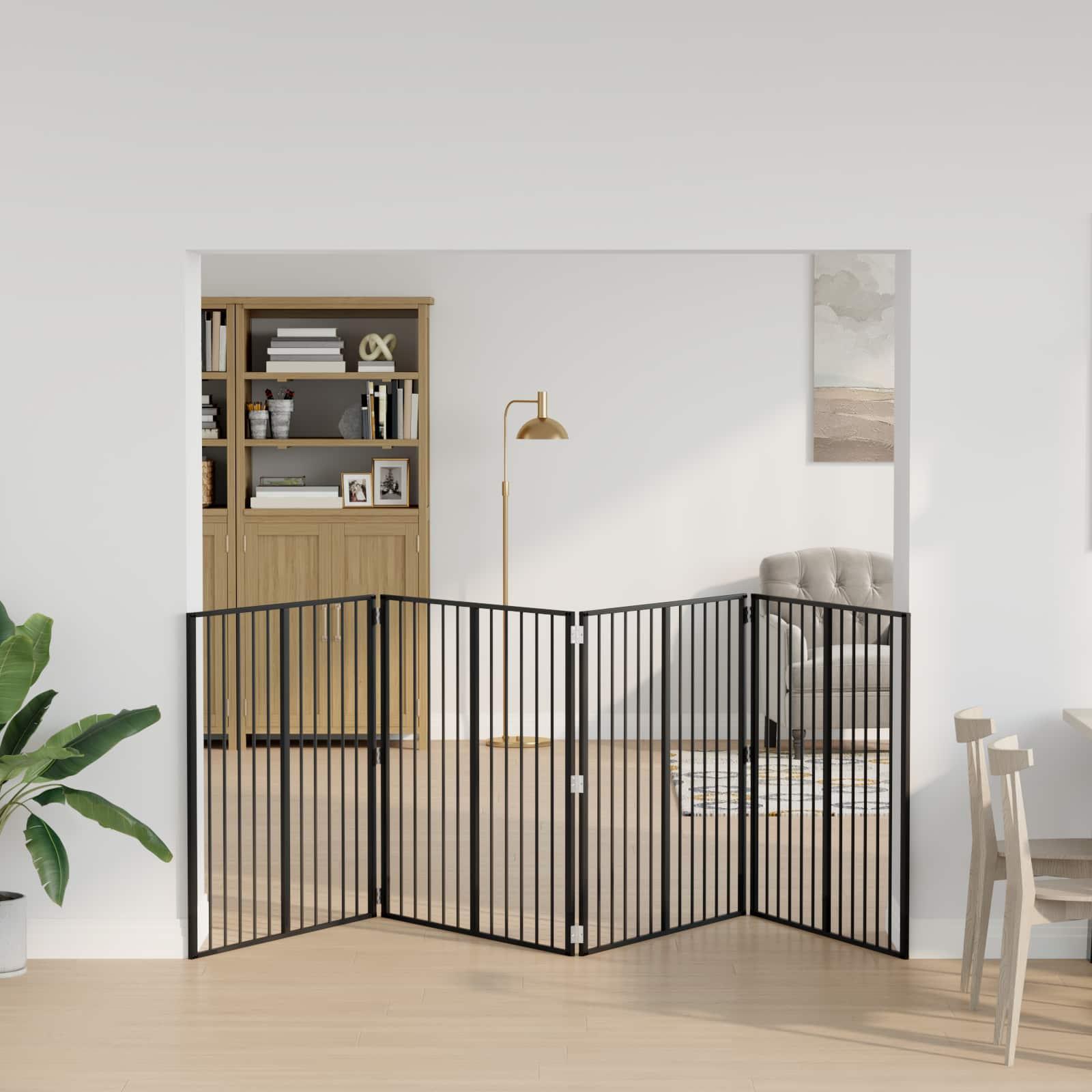 Hundedør 4 stk Sort 100 x 100 cm Galvaniseret stål