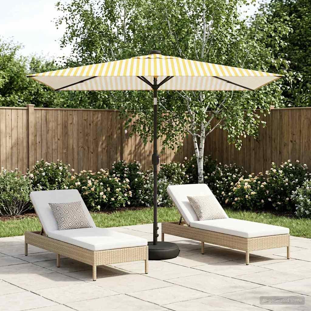 Have Parasol med LED Lygter 200 x 300 cm Polyester Gul og Hvid