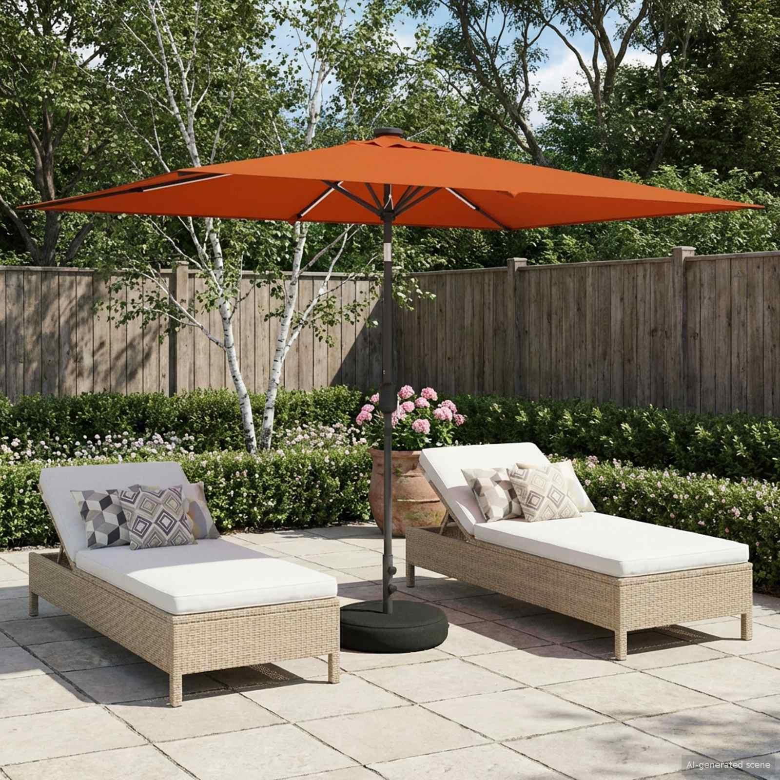 Have Parasol med LED Lygter 200 x 300 cm Polyester Terrakotta