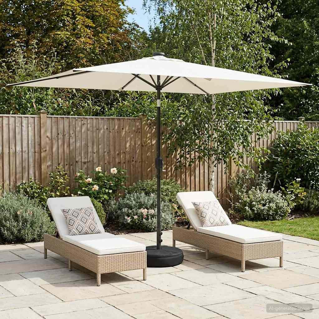 Have Parasol med LED Lygter 200 x 300 cm Polyester Cremefarvet