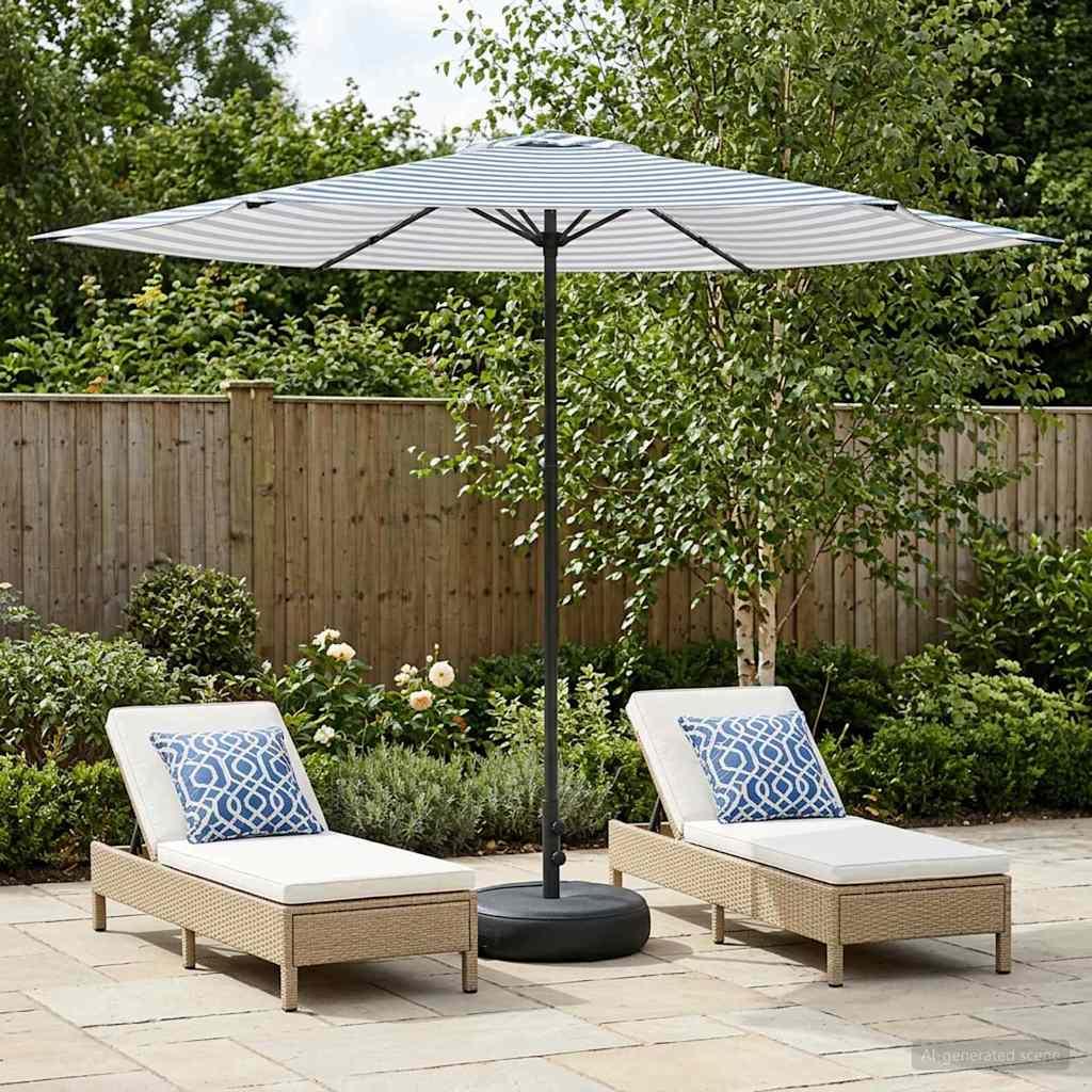 Haveparasol 300 x 300 cm Polyester Rektangulær Blå og Hvid