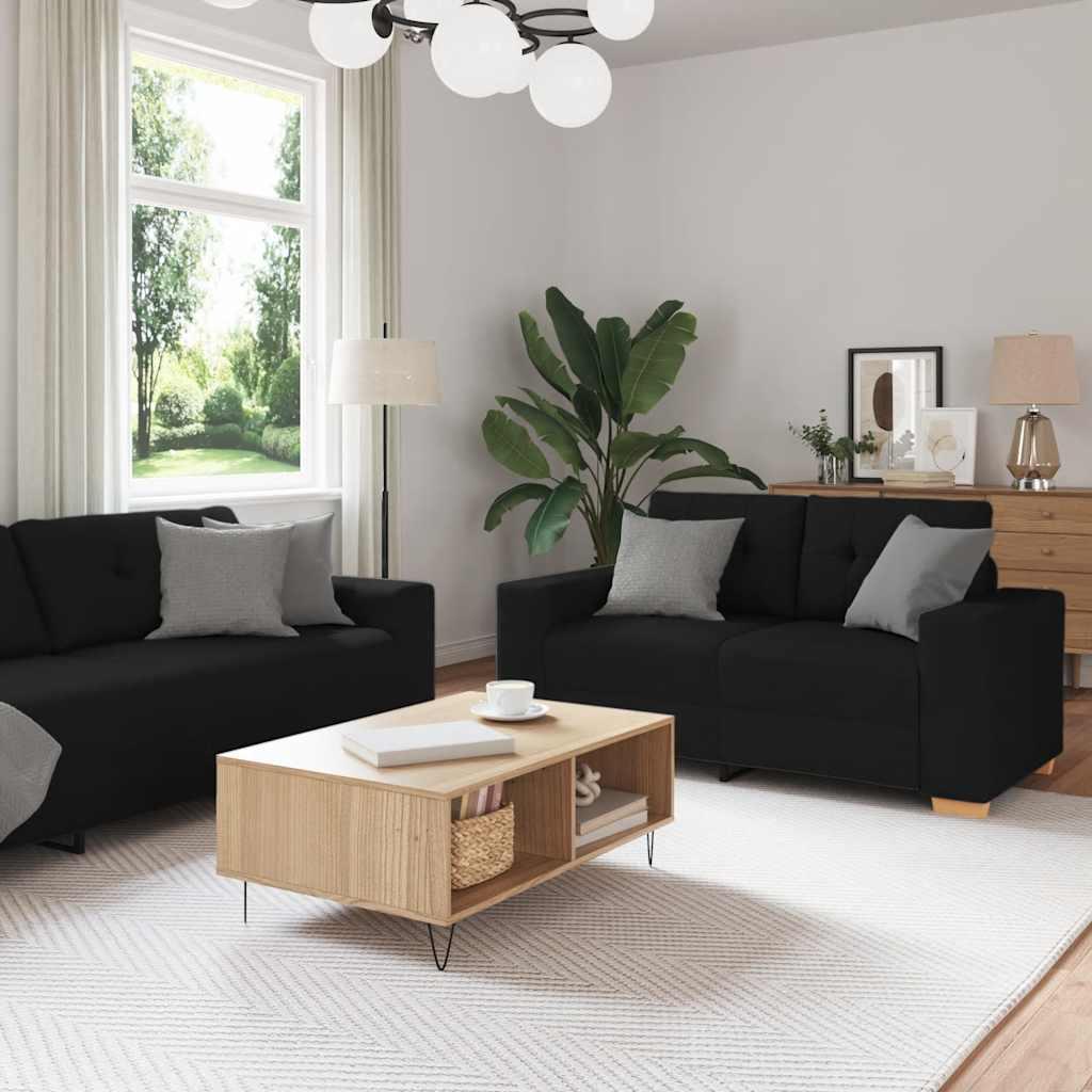 2-delt sofasÃ¦t med hynder sort stof