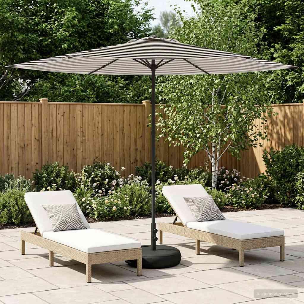 Haveparasol 300 x 300 cm Polyester Rektangulær Sort og Hvid