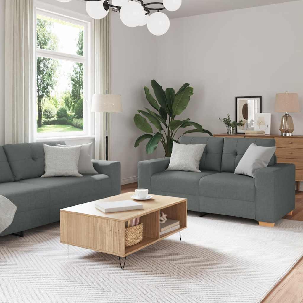 2-delt sofasÃ¦t med hynder mÃ¸rkegrÃ¥t stof