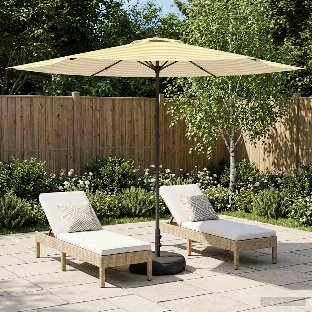 Haveparasol 300 x 300 cm Polyester Rektangulær Gul og Hvid