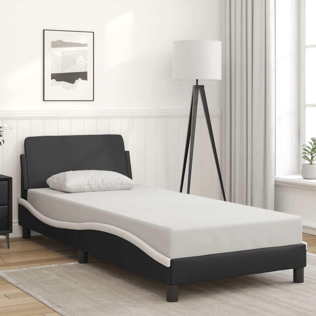 Sengestel Dover sort og hvid 90x190 cm kunstlæder