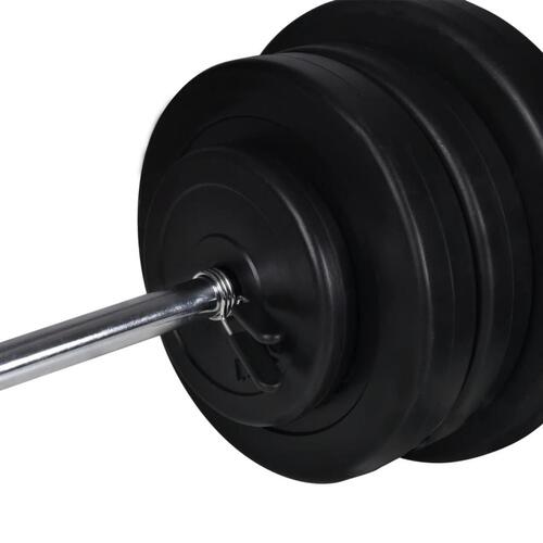 Træningsbænk med vægtstativ, vægtstang- og håndvægtsæt 60,5 kg