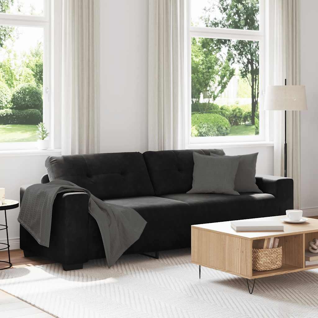 3-personers sofa sort 220x78x80 cm fløjl