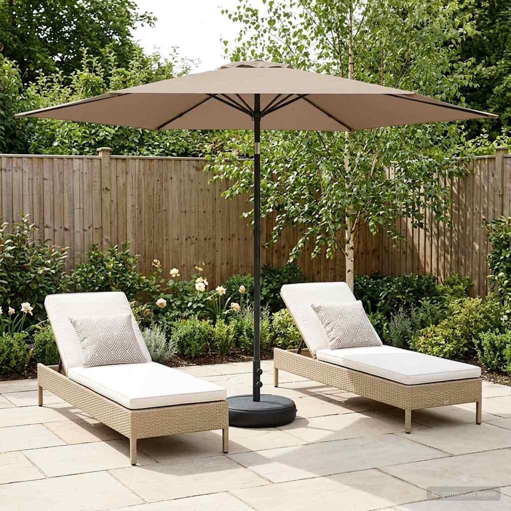 Haveparasol 300 x 300 cm Polyester Rektangulær Gråbrun