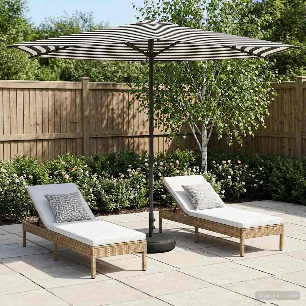 Haveparasol 270 x 270 cm Polyester Rektangulær Sort og Hvid