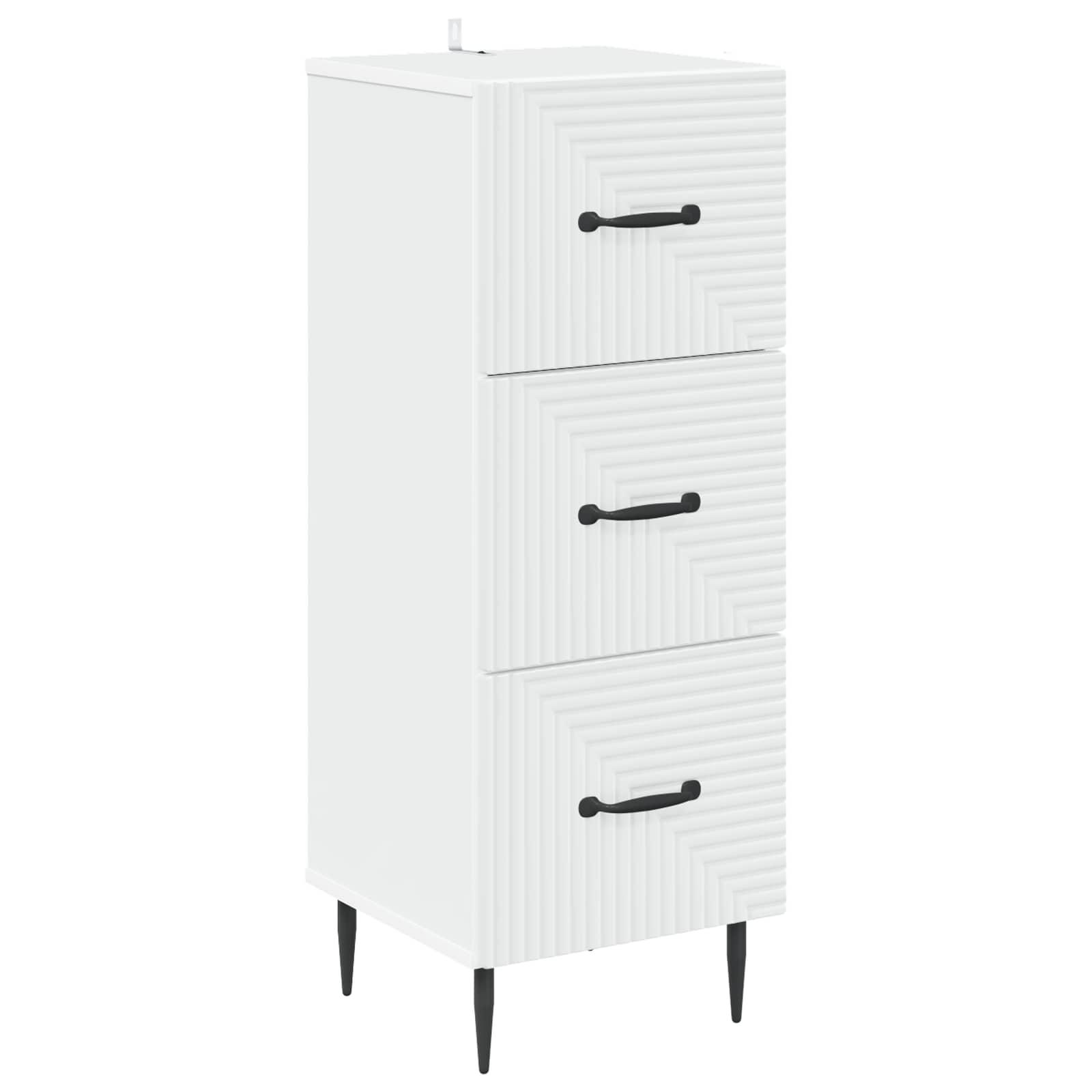 Skuffeskab i hvidt konstrueret træ - 33 × 34,5 × 89,5 cm, 3 skuffer