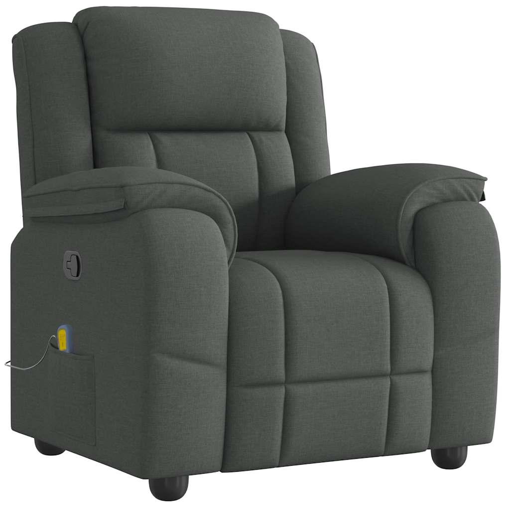 Massagelænestol i stof - mørkegrå, manuel recliner med 6-punkts vibrationsmassage