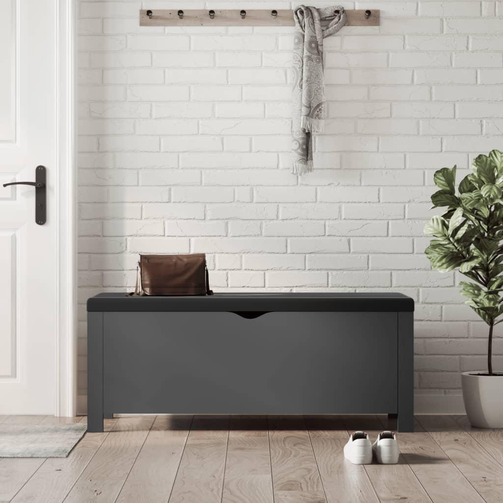 Opbevaringskasse med hynde grå 105x40x45 cm
