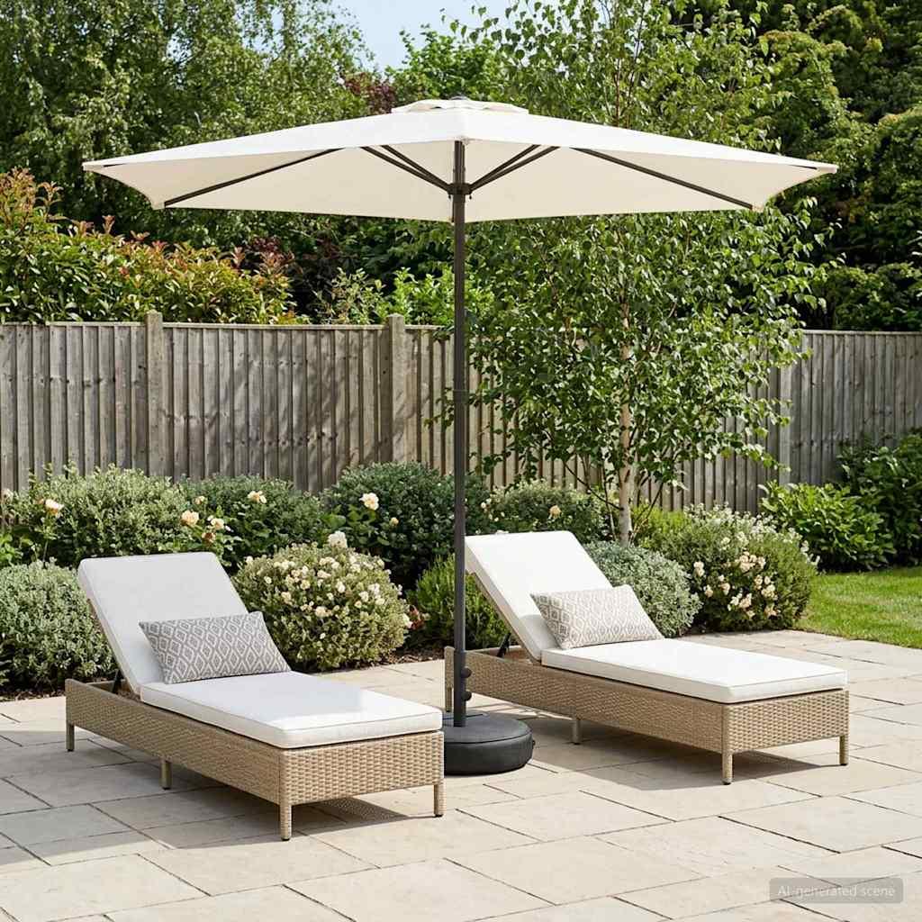 Haveparasol 270 x 270 cm Polyester Rektangulær Cremefarvet
