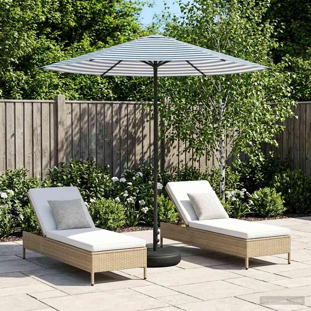 Haveparasol 230 x 230 cm Polyester Rektangulær Blå og Hvid