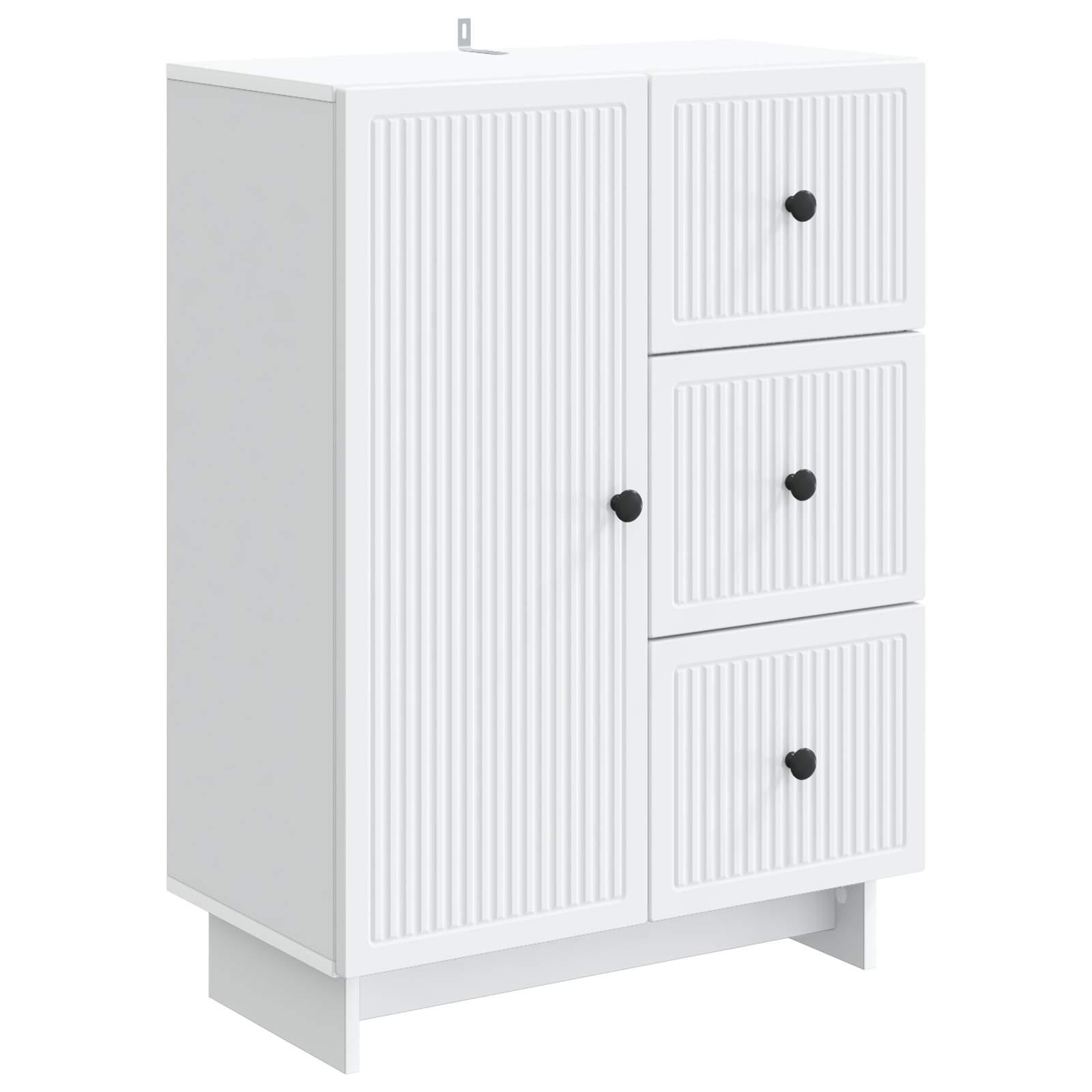 Sidebord med skuffe Hvid 66 x 34,5 x 90 cm Konstrueret træ