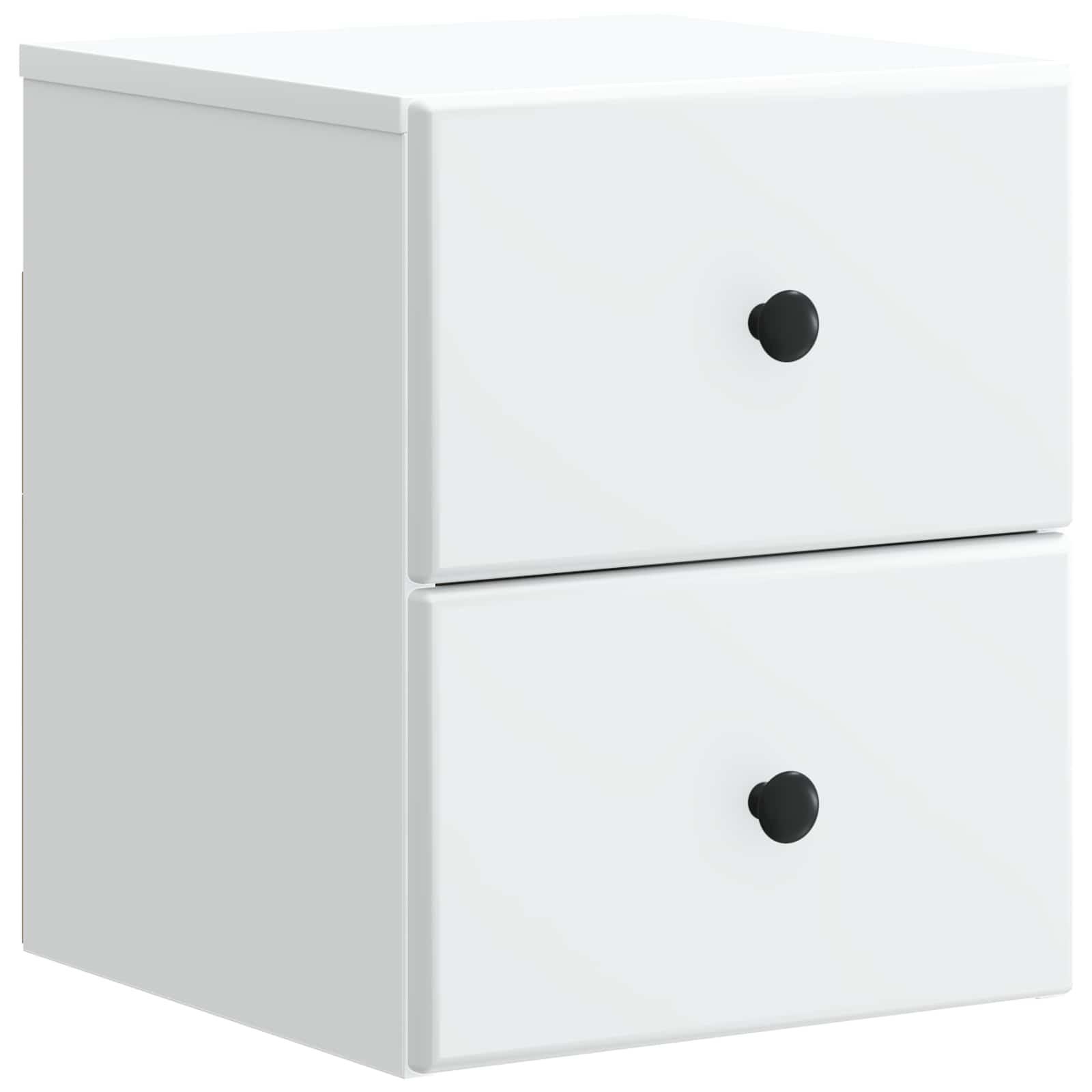 Væghængt natbord - hvid, 34,5 × 33 × 40 cm, konstrueret træ