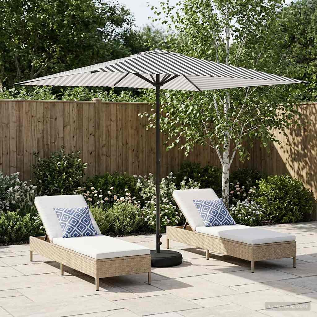 Haveparasol 200 x 300 cm Polyester Rektangulær Sort og Hvid
