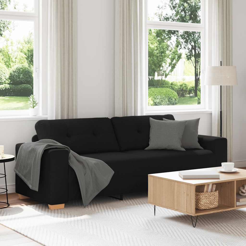 3-personers sofa sort 220x78x80 cm stof