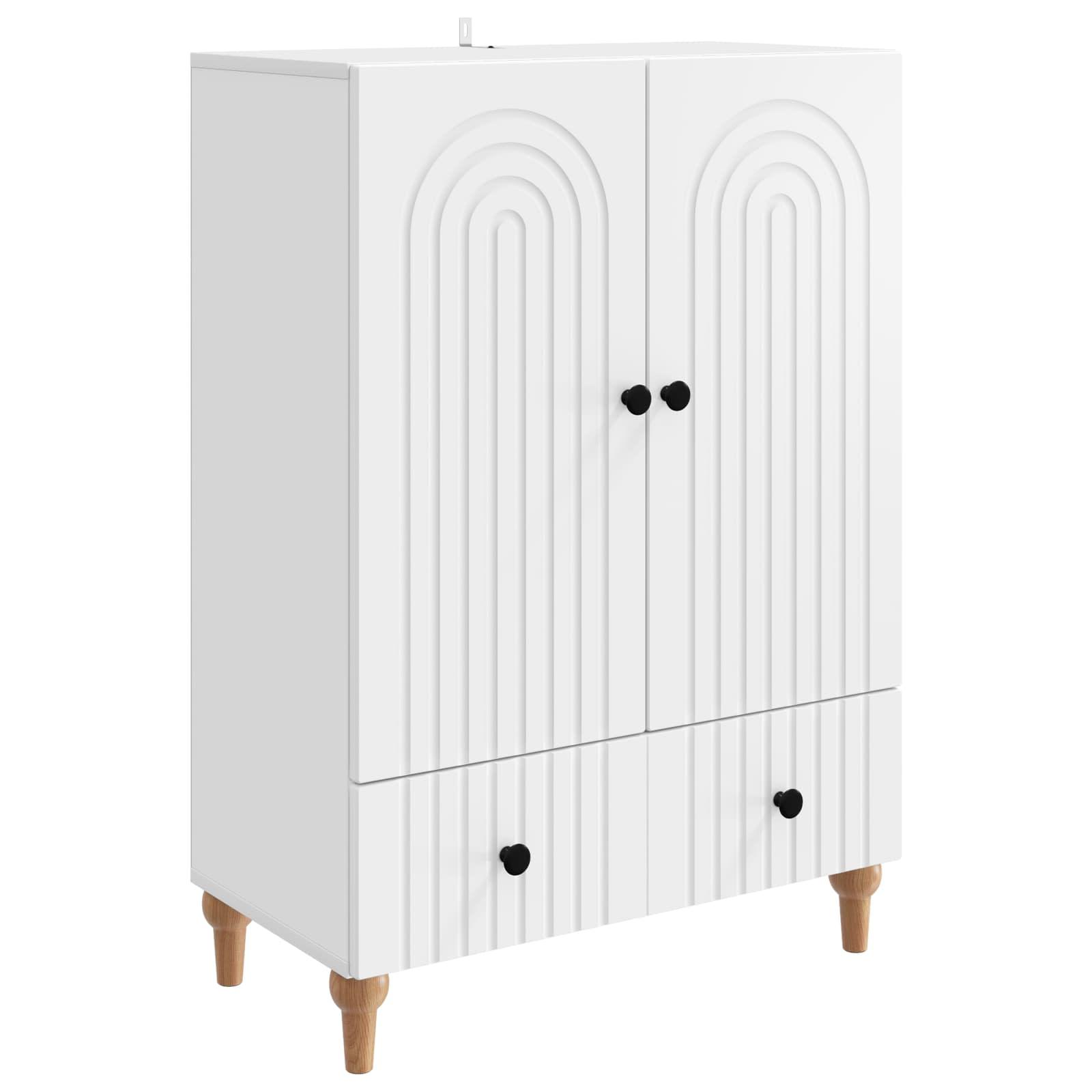 Sidebord med skuffe Hvid 66 x 34,5 x 95 cm Konstrueret træ