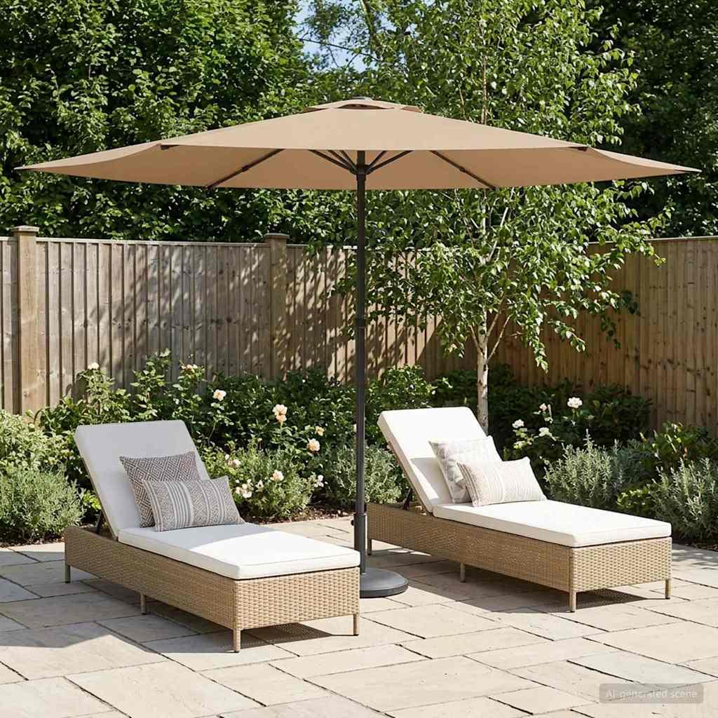 Haveparasol 300 x 300 cm Polyester Rektangulær Gråbrun