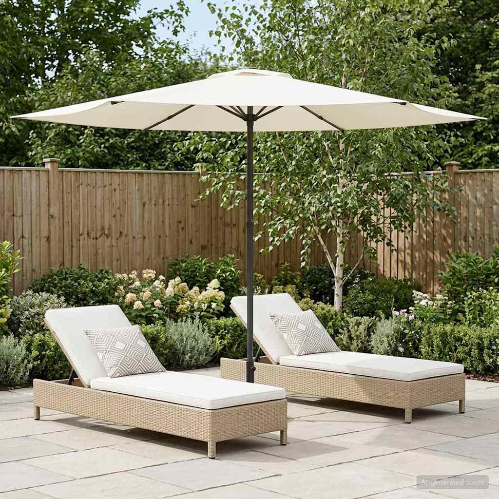Haveparasol 300 x 300 cm Polyester Rektangulær Cremefarvet