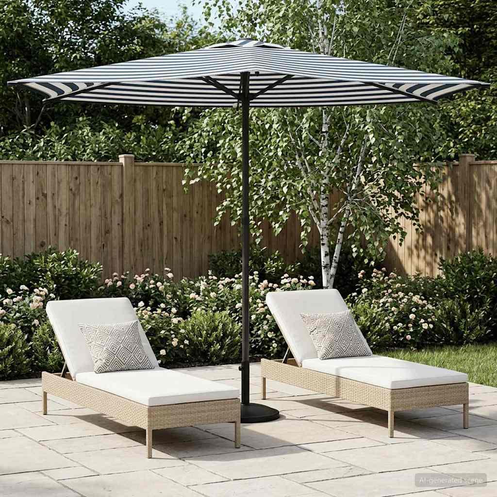 Haveparasol 270 x 270 cm Polyester Rektangulær Blå og Hvid
