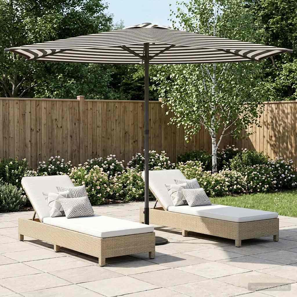 Haveparasol 270 x 270 cm Polyester Rektangulær Sort og Hvid