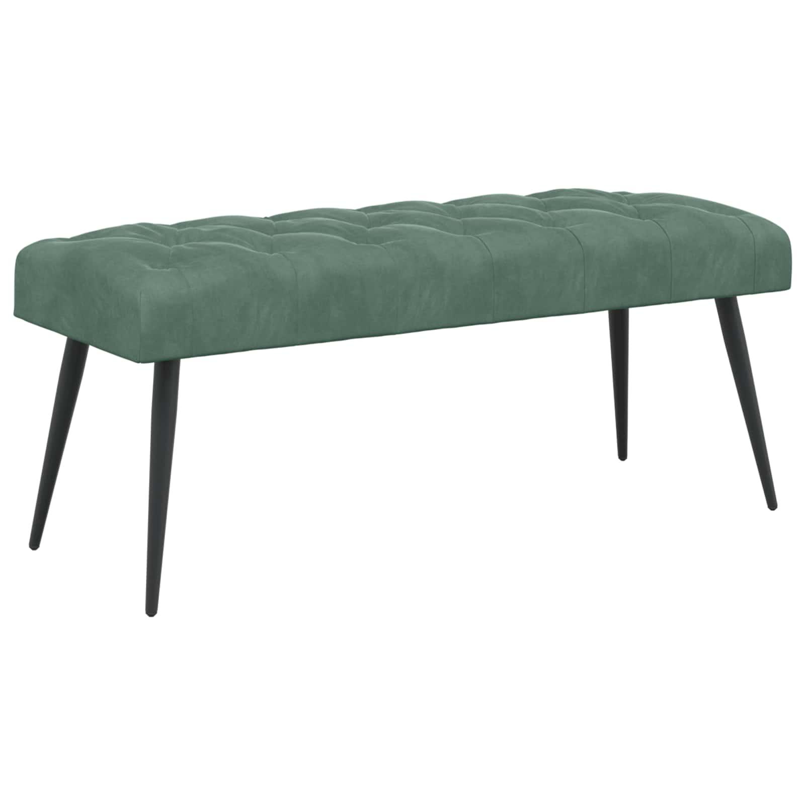 Polstret bænk i fløjl - havgrøn 110 × 40 × 46 cm med knap-tufting