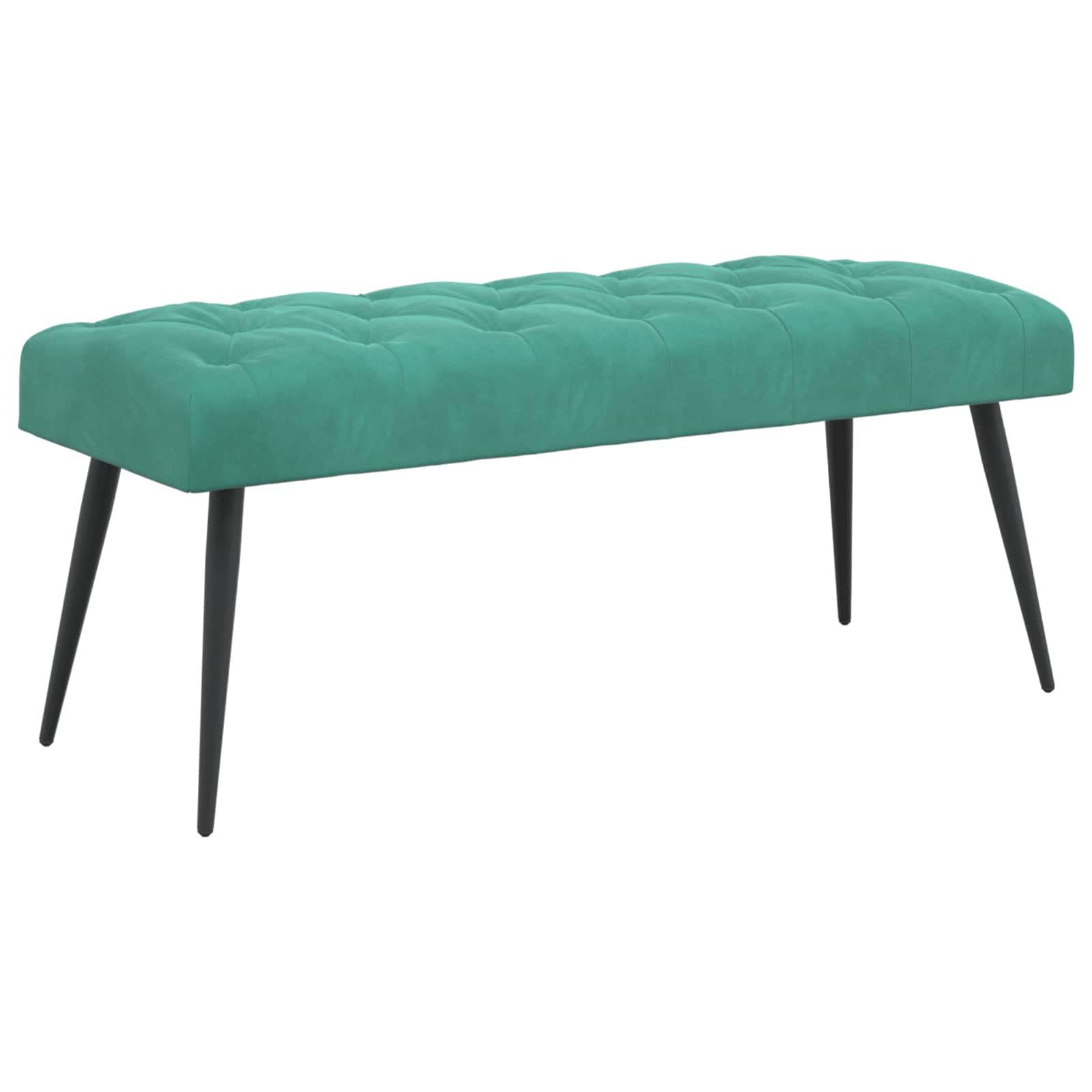Bænk med knap-tufting i fløjl - turkis, 110 × 40 × 46 cm