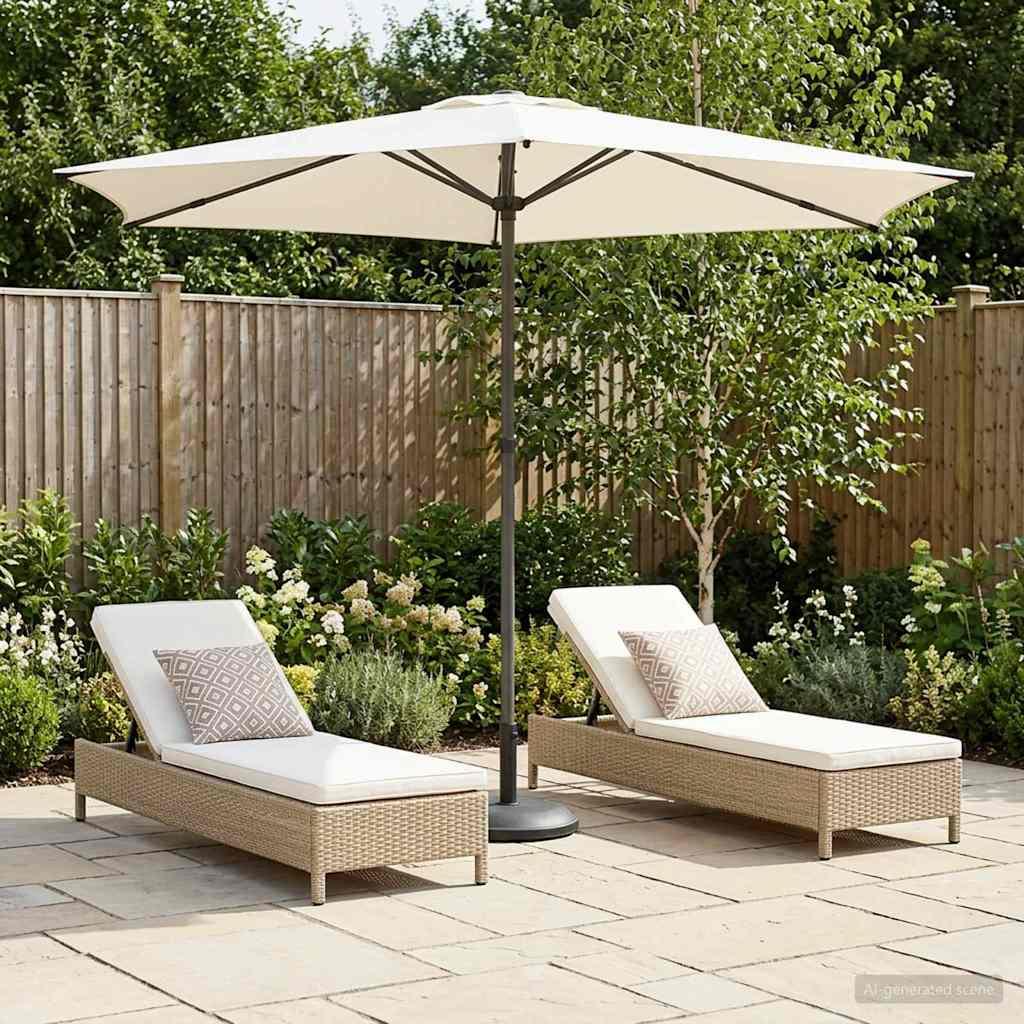 Haveparasol 270 x 270 cm Polyester Rektangulær Cremefarvet