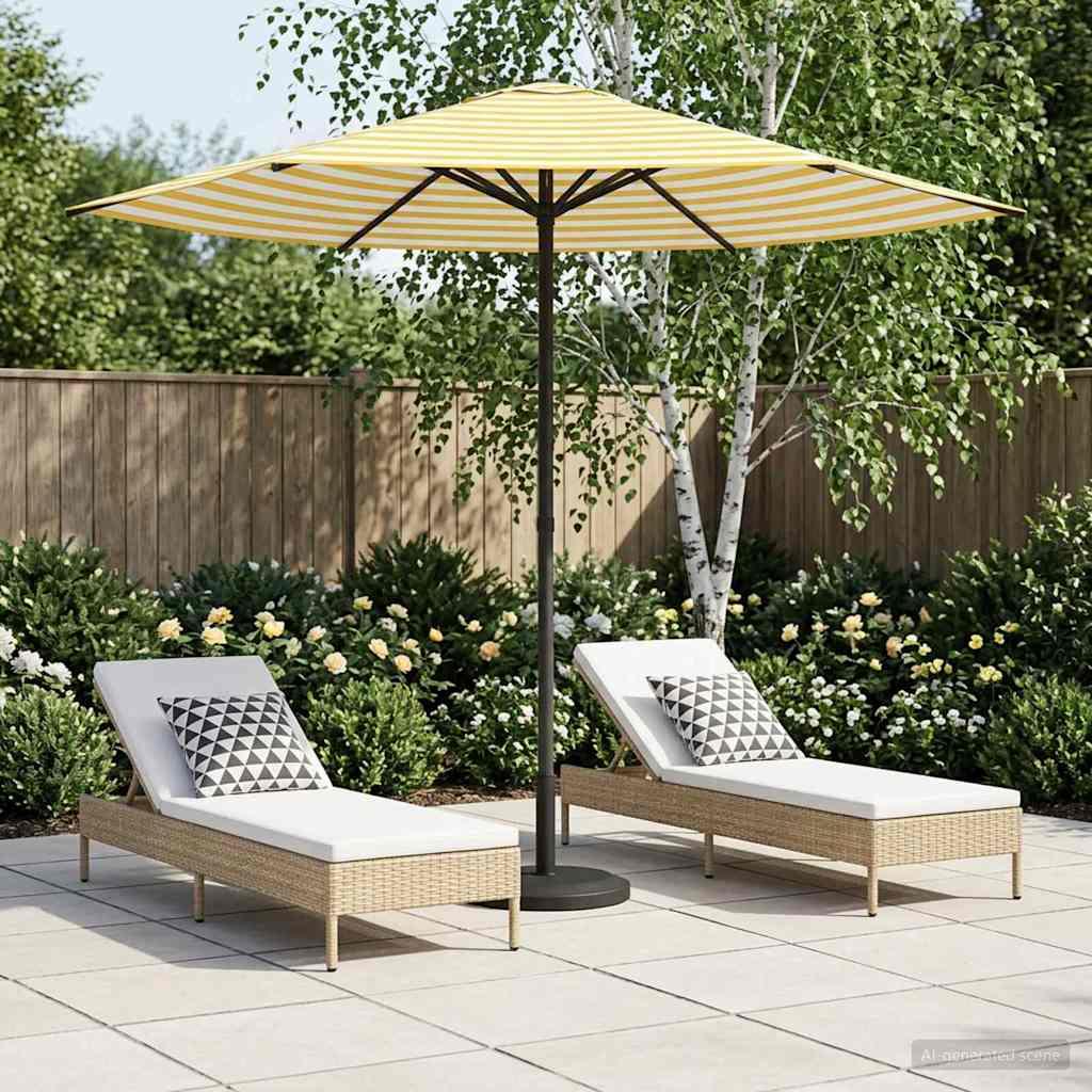 Haveparasol 230 x 230 cm Polyester Rektangulær Gul og Hvid