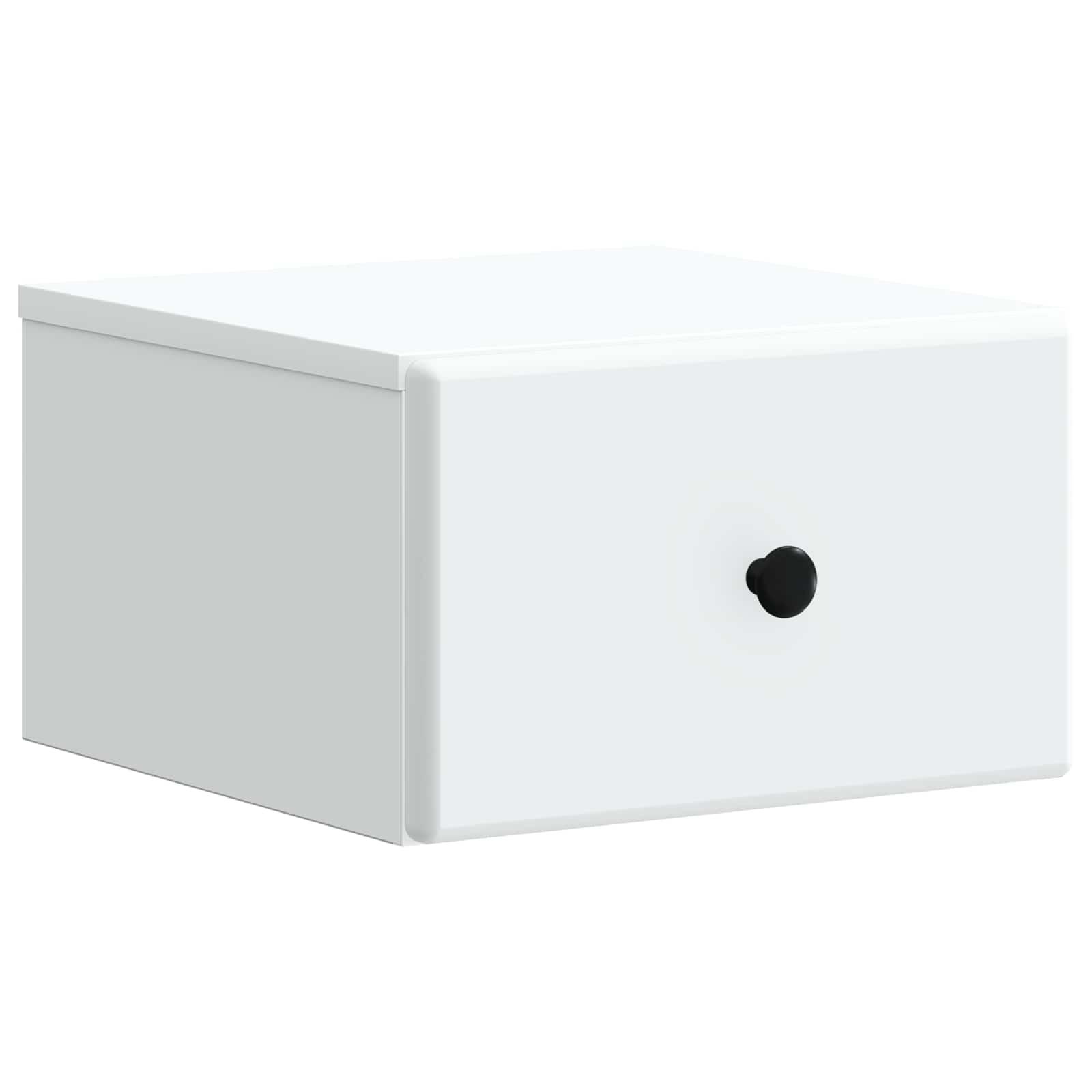 Væghængt natbord - hvid 34,5 × 33 × 20 cm i konstrueret træ