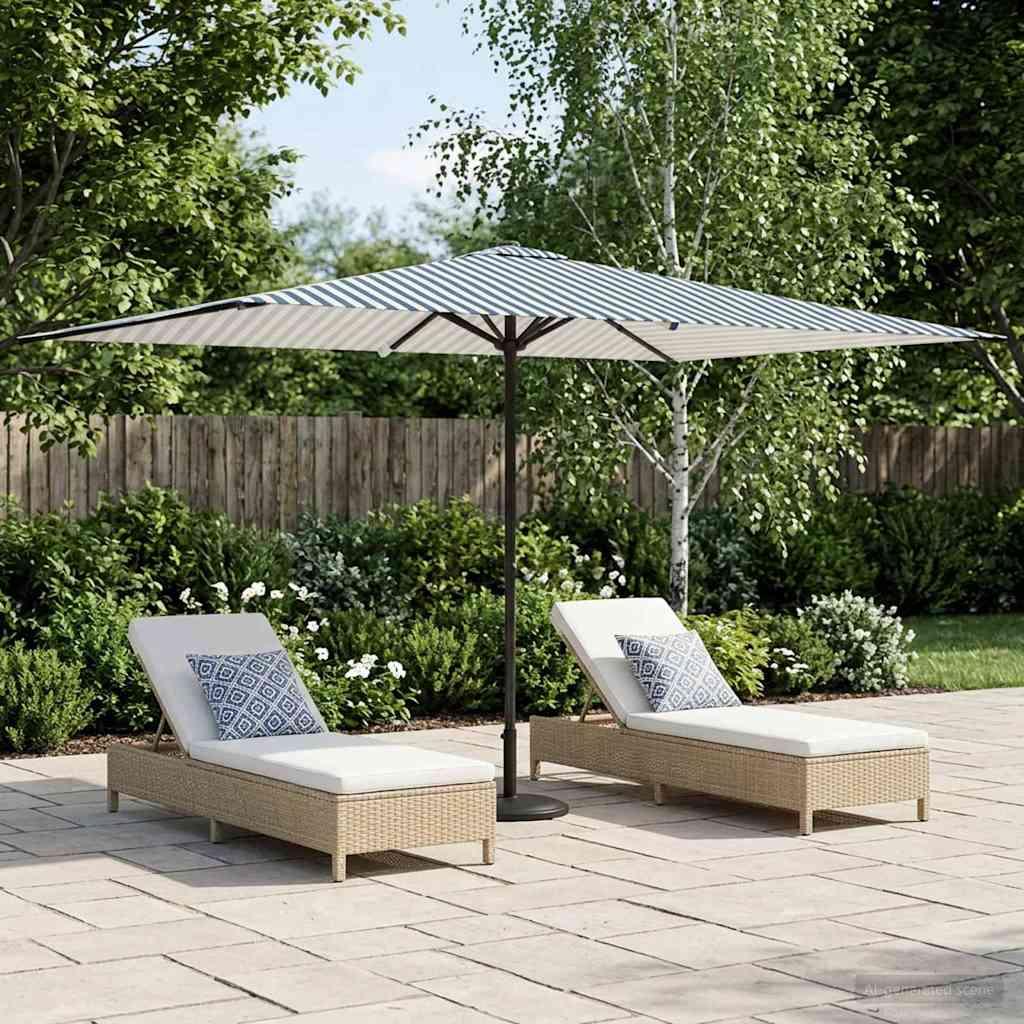 Haveparasol 200 x 300 cm Polyester Rektangulær Blå og Hvid