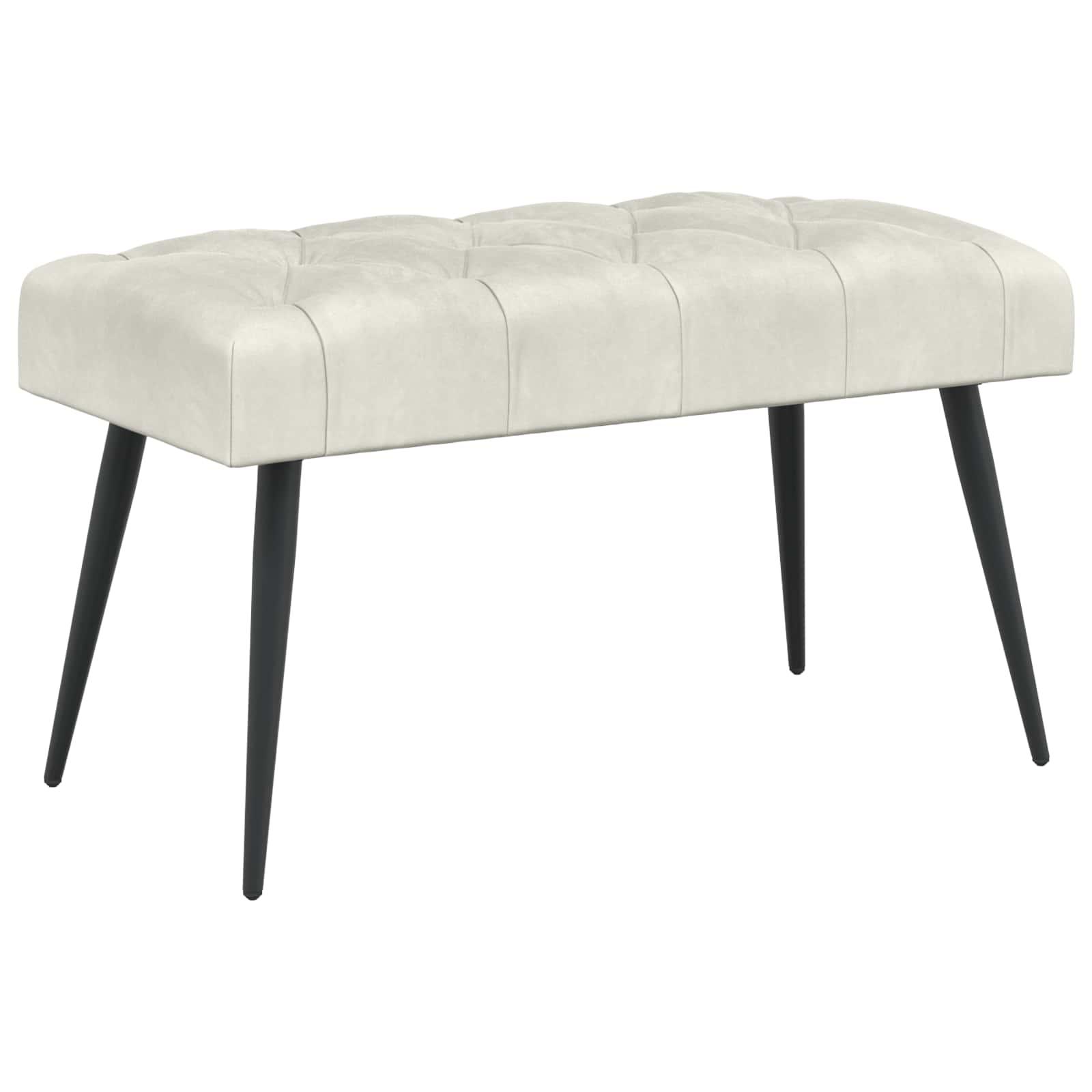 Bænk med knap tufting Cremefarvet 80 x 40 x 46 cm Fløjl