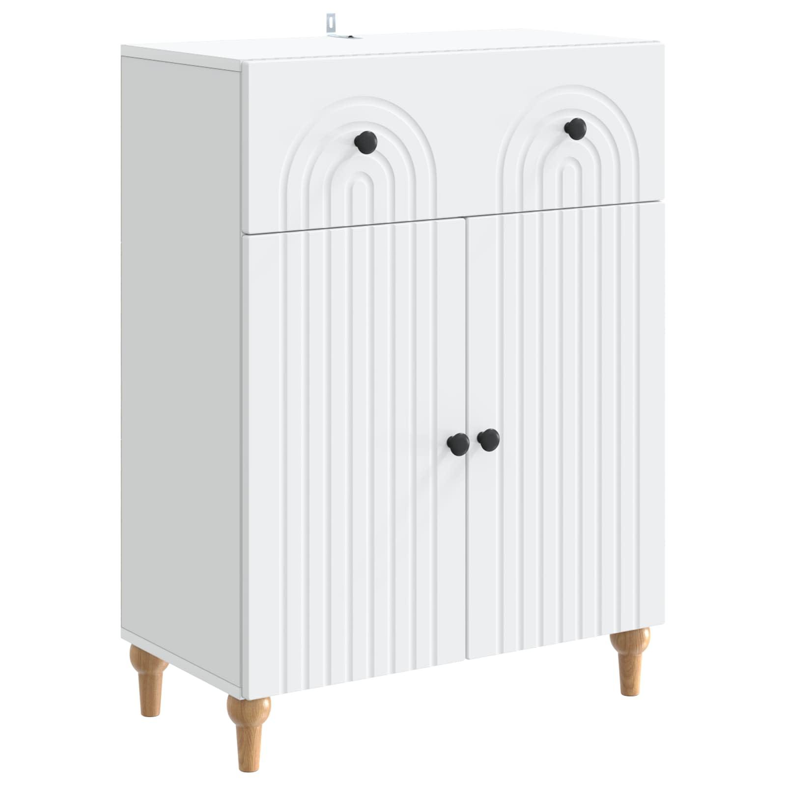 Sidebord med skuffe Hvid 66 x 34,5 x 90 cm Konstrueret træ
