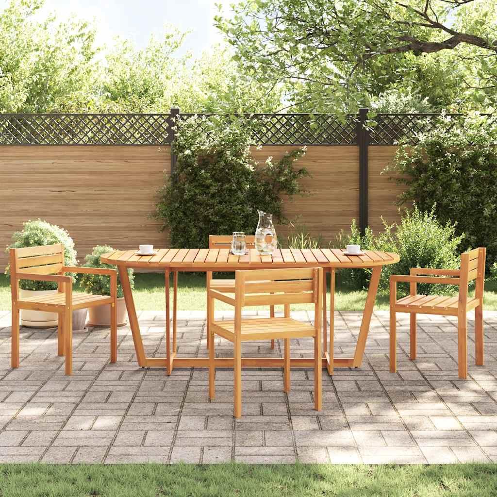 Havespisebord ovalt 200x90x75 cm massivt træ akacie