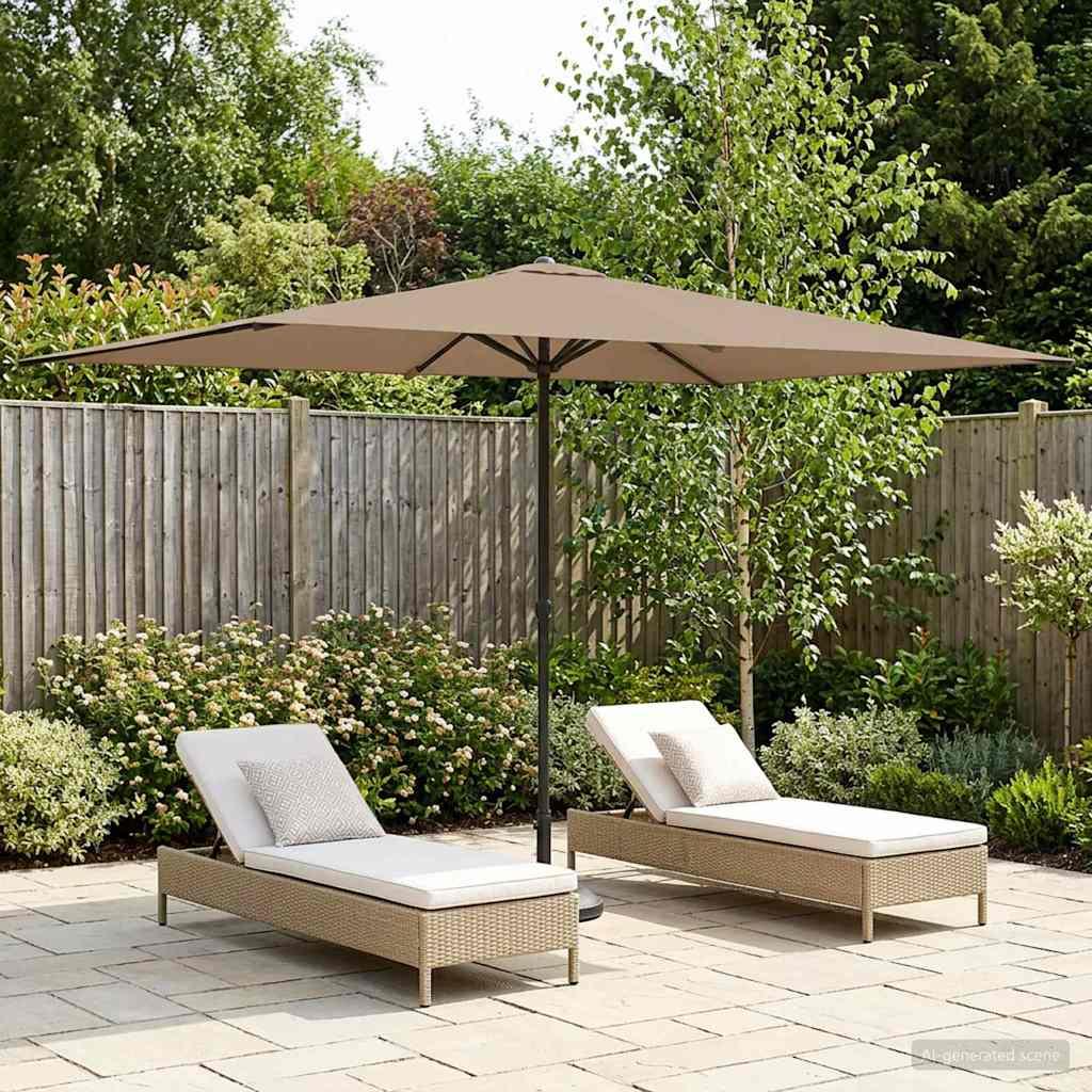 Haveparasol 200 x 300 cm Polyester Rektangulær Gråbrun