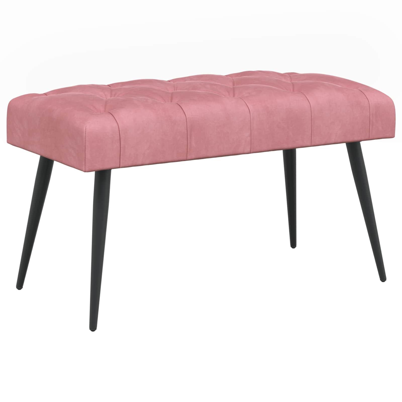 Bænk med knap tufting Lyserød 80 x 40 x 46 cm Fløjl