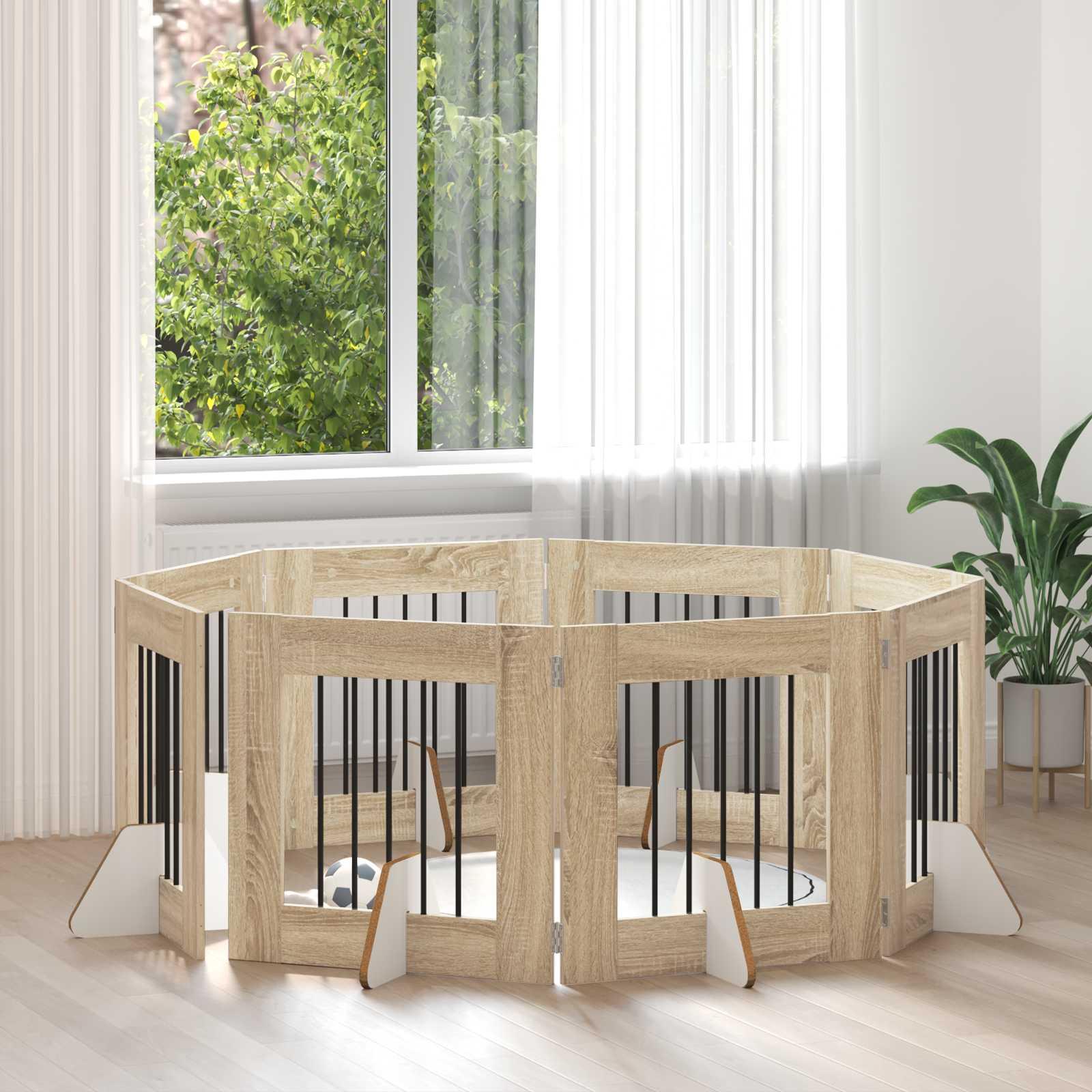 Hundehegn med stativer 8 stk Sonoma-eg 60 x 60 cm
