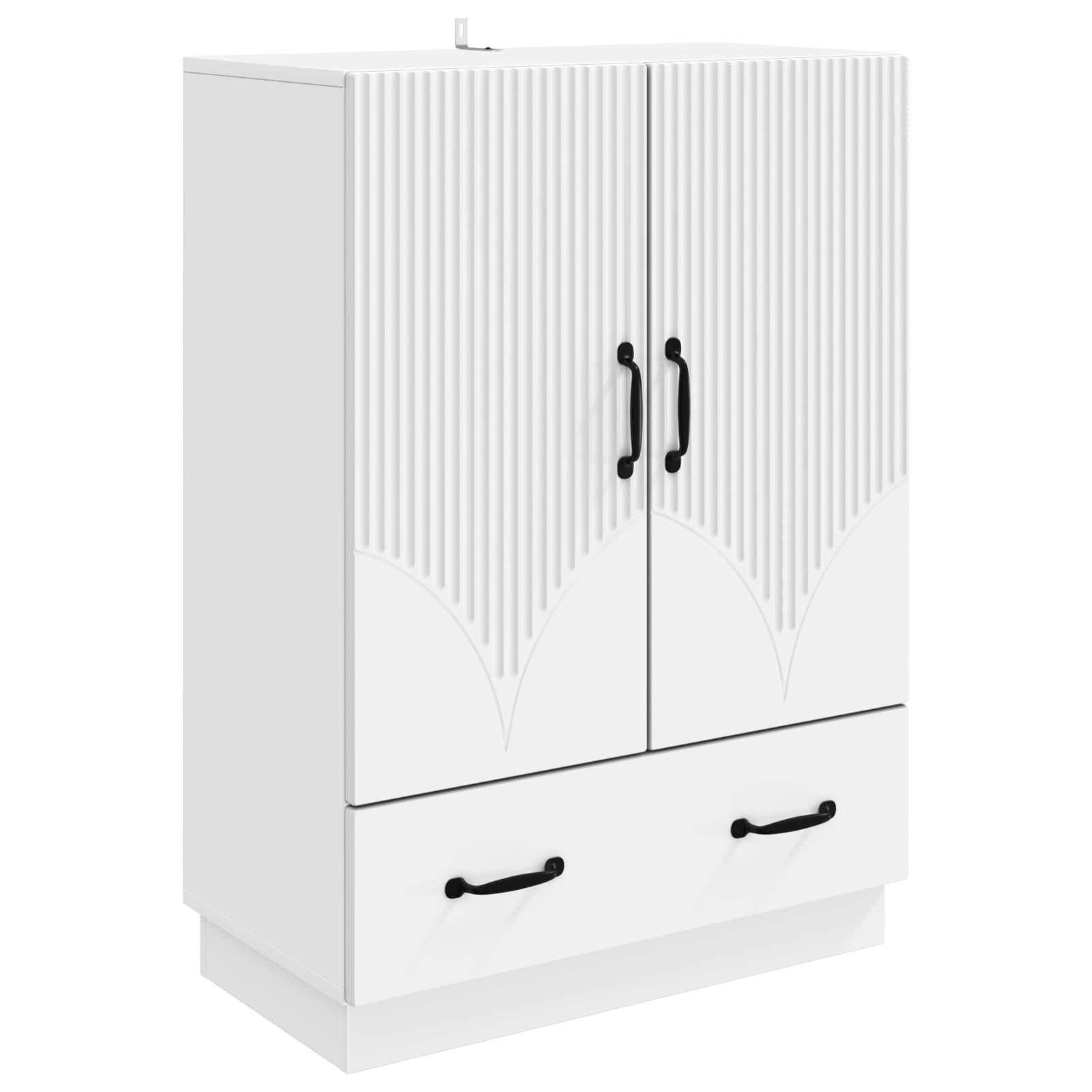 Sidebord med skuffe Hvid 66 x 34,5 x 92 cm Konstrueret træ