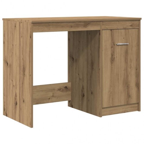 Skrivebord med skab og skuffer - håndlavet eg look, konstrueret træ, 100 × 50 × 76 cm
