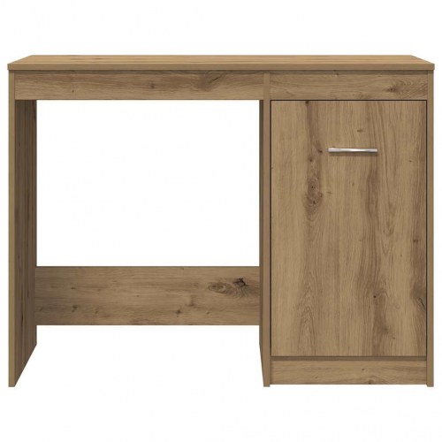 Skrivebord med skab og skuffer - håndlavet eg look, konstrueret træ, 100 × 50 × 76 cm