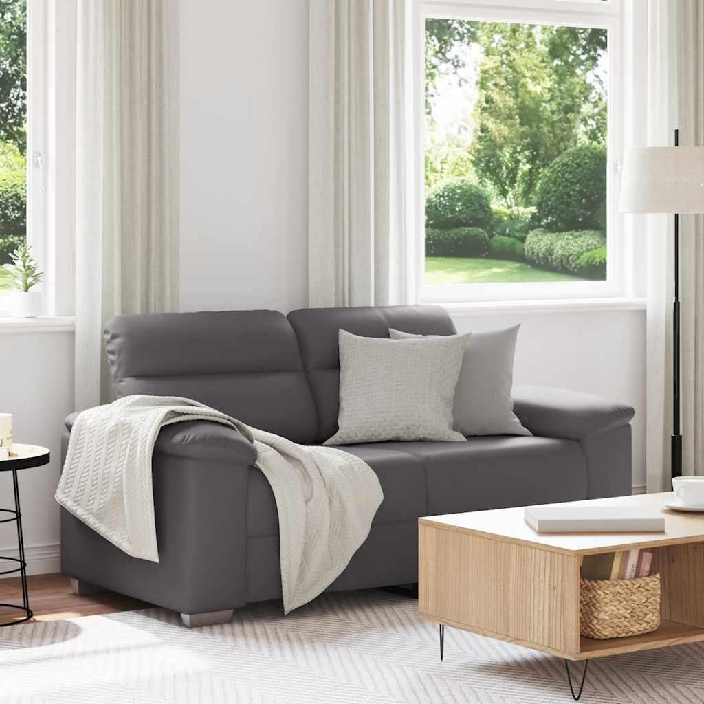 2-personers sofa i gråt kunstlæder - 160×81×84 cm
